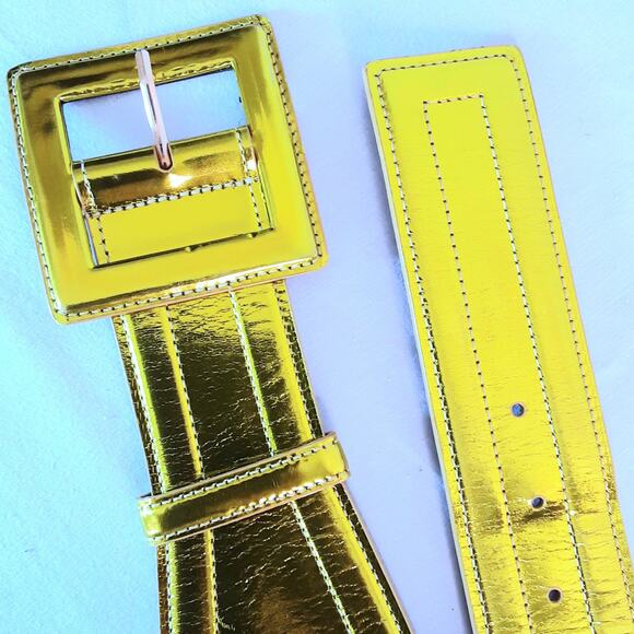 Oscar De La Renta Belt Genuine Patent Leather Golden Wide Width XSmall Waist main image 5
